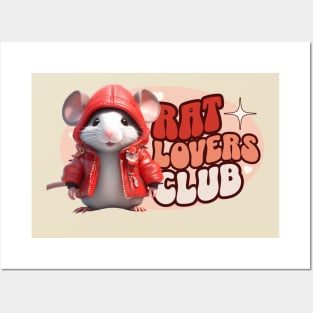 Cute Rat personified with red jacket Kids Posters and Art